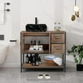 thumbnail image 6 of PULUOMIS Bathroom Vanity, 36" Bathroom Vanity with Sink Combo Set, Dark Brown Modern Wood Bathroom Cabinet with Rock Pattern Ceramic Sink, 6 of 9