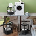 thumbnail image 6 of Round Side Table, White End Table with Storage Basket, Metal Night Stand with Removable Tray, Small Bedside Table for Living Room, Bedroom, Nursery (White), 6 of 7