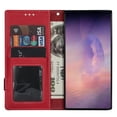 thumbnail image 4 of Allytech Flip Cover for Samsung Galaxy Note 20, PU Leather Folding Stand Shockproof Credit Cards Slots Drop Protection Wrist Strap Magnetic Closure Wallet Case for Galaxy Note 20, Red, 4 of 6