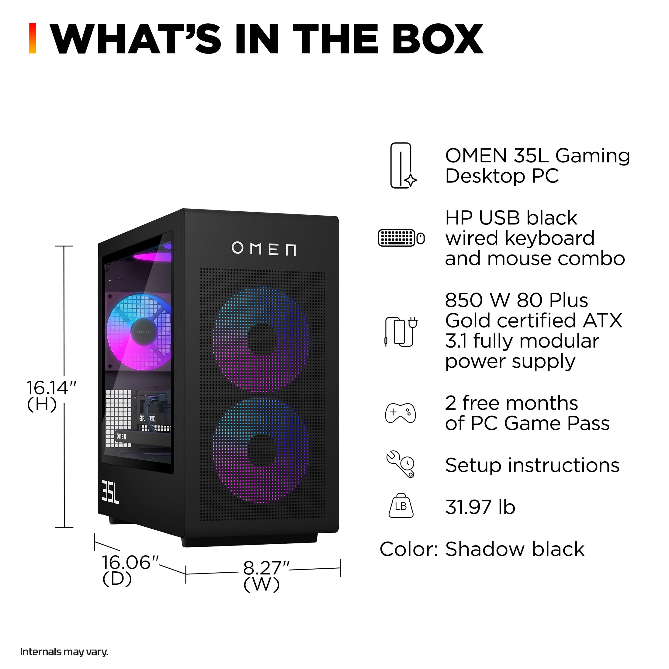 HP OMEN 35L Gaming Desktop, i7-14700F, Nvidia GeForce RTX 5070Ti, 32GB DDR5, 1TB SSD, Windows 11, GT16-0544