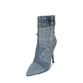 thumbnail image 2 of Jeffrey Campbell Denimous Blue Denim Multi Stiletto Heel Pointed Toe Ankle Boots (Blue Denim Multi, 7), 2 of 4