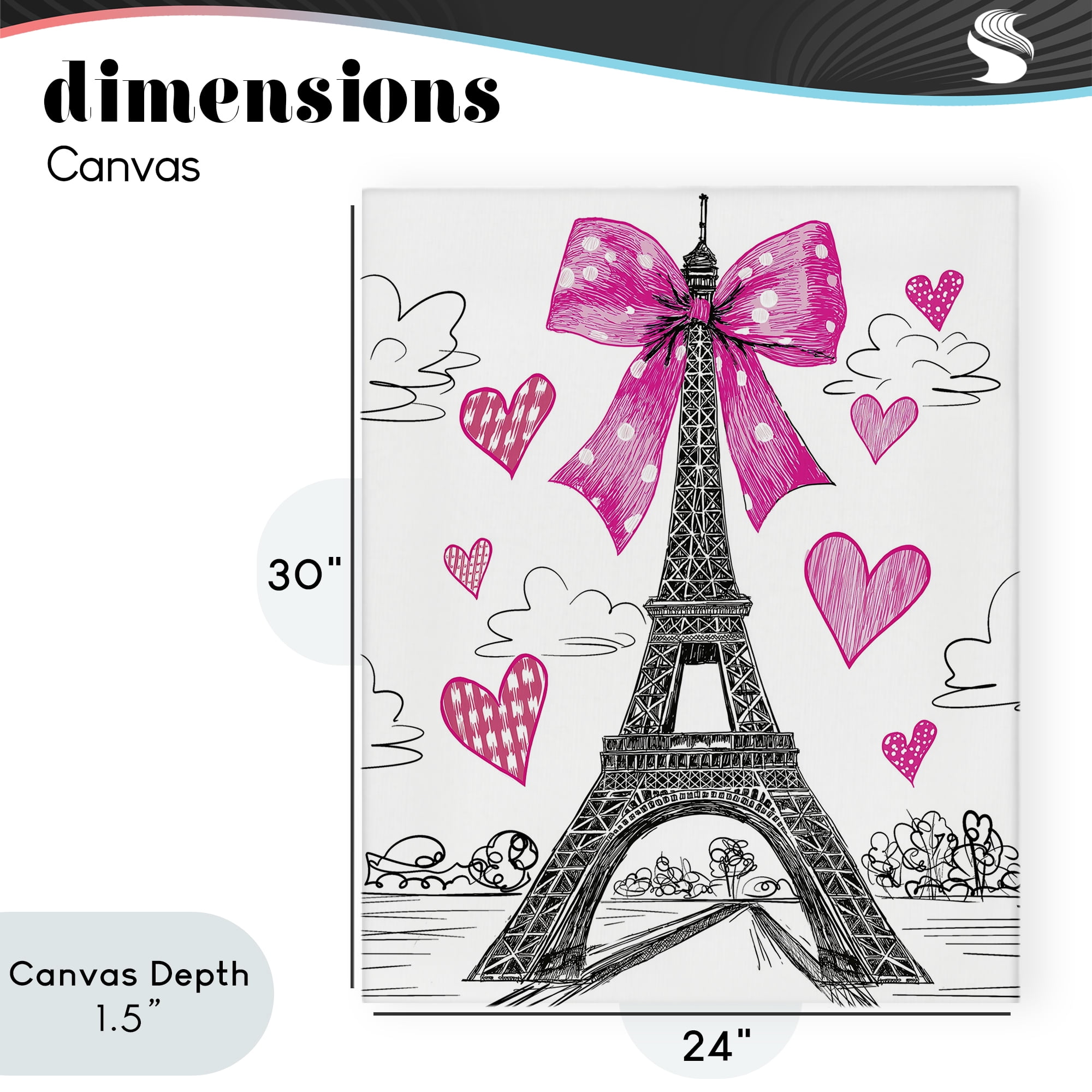 Stupell Industries Heart Patterned Eiffel Tower Canvas Wall Art, design by Jess Stempel