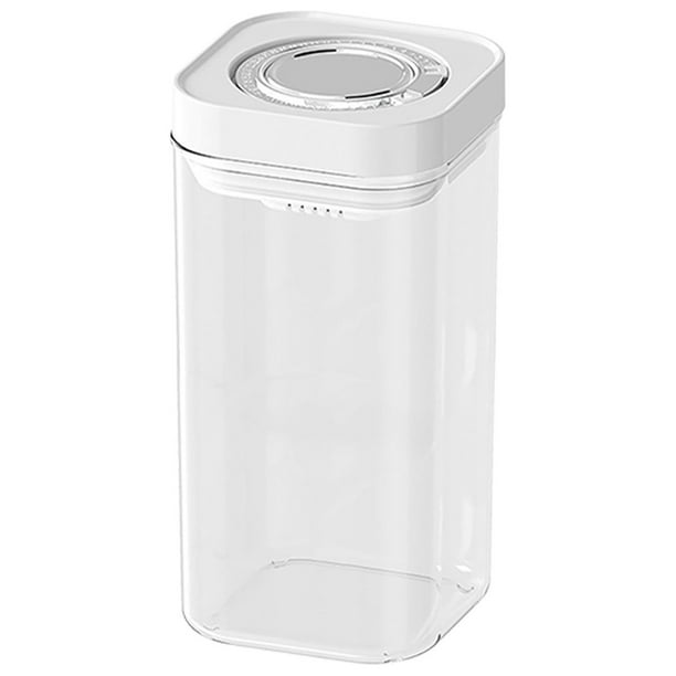 Recipiente hermético para almacenar alimentos. Bote sellado a presión para granos, cereales y snacks. El sello mecánico mantiene el contenido fresco. Plástico resistente a los olores para una mejor