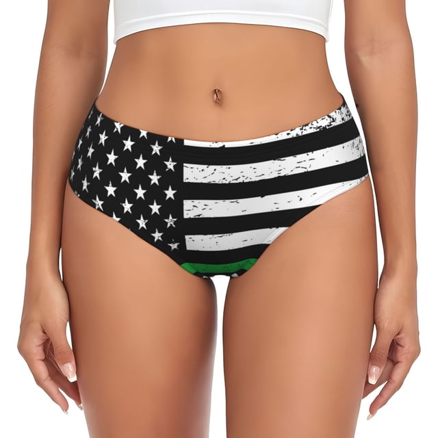 Balery American Flag Ropa Interior de Algodón para Mujer con Dibujo – Braguitas Cómodas y Elásticas, Estilo Clásico-X-Small