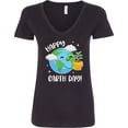 thumbnail image 3 of Inktastic Happy Earth Day Cute Smiling Planet Earth with Tree Women's V-Neck T-Shirt, 3 of 5