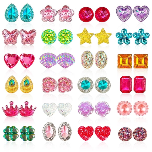 Set de joyas ELEMIRSA, 24 pares de pendientes con clip para niñas