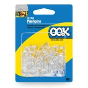 OOK Clear Pushpins, Lightweight Picture Hangers, Plastic 60 Pieces