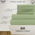 thumbnail image 2 of 6PC Bedding Set- 100% Organic Cotton Bed Sheet Set 800 Thread Count, 24" EXTRA DEEP POCKET, Crisp and Cooling Sateen Weave, Eco-Friendly - Sage, Full, 2 of 7