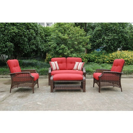Sienna 4 Piece Wicker Patio Conversation Set Seats 4