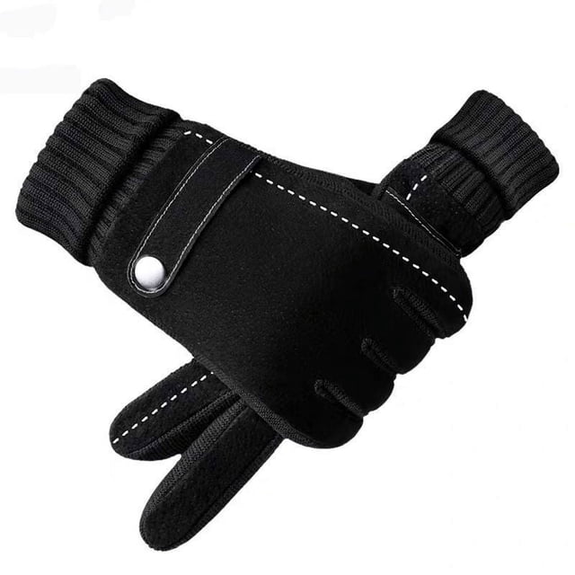 Guantes de piel de cerdo para hombre, para otoño e invierno, para exteriores, ciclismo, motocicleta, resistentes al viento, antideslizantes, con forro polar, gruesos, cálidos, para pantalla táctil