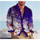 thumbnail image 1 of Camisa de hombre con solapa de manga larga primavera/verano nueva impresión 3D de flores creativas informal cómoda para hombre 2024, 1 of 6