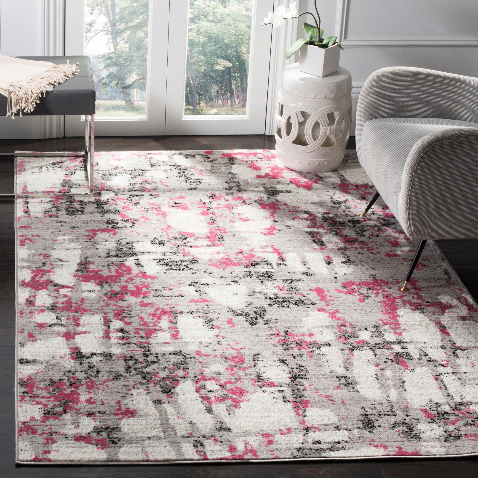 SAFAVIEH Skyler Langston Abstract Area Rug, Grey/Pink, 8' x 10'