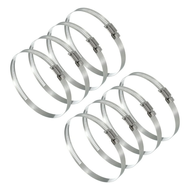 Uxcell 8 Pcs Abrazaderas de Manguera, 3.6-4.5 Pulgadas Abrazadera de Manguera Ajustable de Acero Inoxidable 304 para Fontanería Automotriz, Abrazaderas de Tubería de Línea de Combustible, Plata