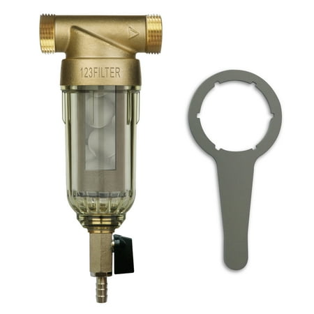 - iSpring WSP-50SL - Reusable Spin Down Sediment Water Filter/w Siliphos, Alternative Water Descaler or Softener, Hot Water System Protector - Multiple Micron sizes, 20 GPM, 1