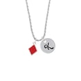 thumbnail image 2 of Delight Jewelry Silvertone Card Suit - Red Diamond Silvertone Script Initial Disc - K - Charm Necklace, 20"+3", 2 of 4