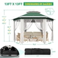 thumbnail image 2 of Yeshouse Carpa plegable de 4 x 4 metros (13 x 13 pies) para todo tipo de clima con mosquitera - Refugio solar de acero resistente de 6 lados con bolsa de transporte - Carpas tipo pabellón para patio, 2 of 8