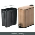 thumbnail image 7 of mDesign Slim Metal 1.3 Gallon Step Trash Can with Lid/Liner Bucket - Oak Brown, 7 of 7