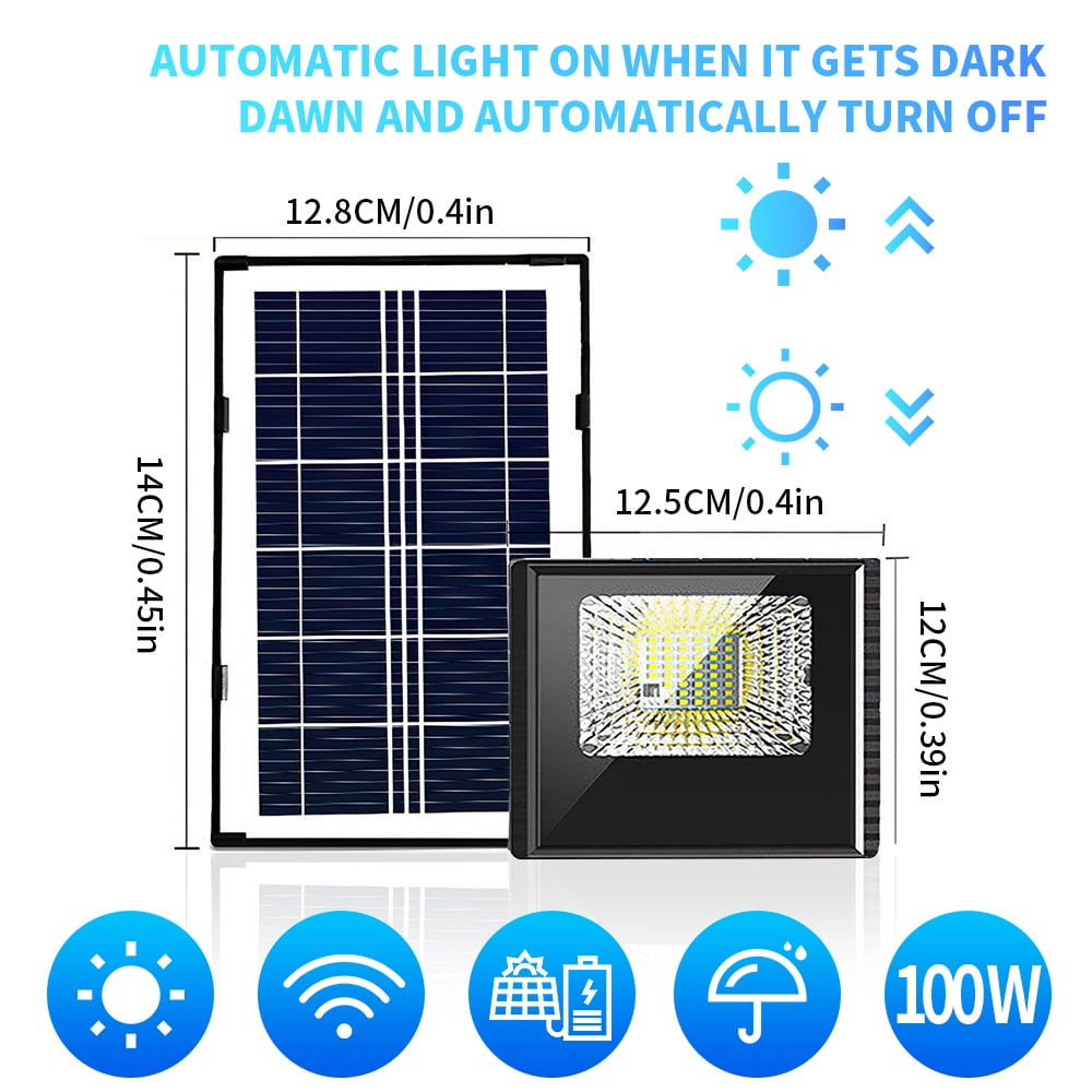Solar Motion Lights Outdoor,100W 409 LED Separate Panel Solar Powered Flood Security Lights with Remote,IP67 Waterproof Wall Lights for Garden Garage Yard Backyard Patio
