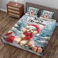 thumbnail image 3 of Merry Christmas Poodle Enjoys Woofmas Winter Xmas Holiday Quilt Bedding Set Poodles Dog Lover Gifts Idea 1 Blanket Bed Cover 2 Pillowcases - 02022, 3 of 5