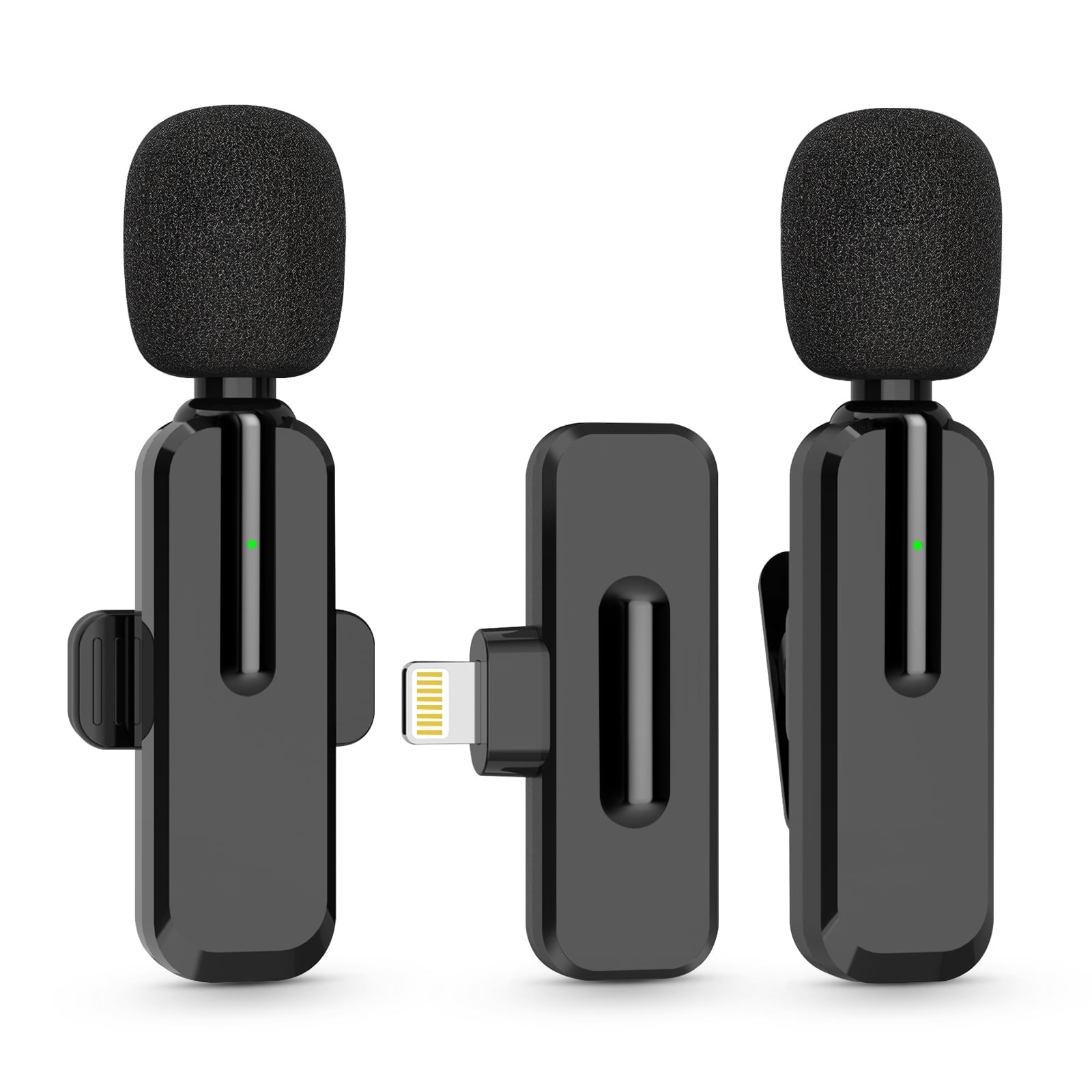 ICOVERI Microfono senza fili per iPhone, microfono da bavero per cellulare, clip magnetica, cancellazione del rumore, lavalier registrazione video. (2 Microfoni wireless per iPhone e USB-c
