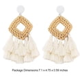thumbnail image 5 of Pendientes de ratán bohemio clásico Geométrico Hecho a mano Hoop Hoop Moda Atractiva Oreja Colgantes para Mujeres Chicas Blanco 2 Paquetes Monstrate AP008668-04B, 5 of 5