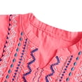 thumbnail image 4 of Ounisa Womens Short Sleeve T Shirts V Neck Cotton Linen Embroidery Retro Loose Fit Floral Stitch Versatile Spring Summer Tops M-4XL, 4 of 5