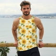 thumbnail image 6 of Picia Yellow White Plaid Sunflower Printed Men’s Performance Tank, Men's Workout Tank Top Moisture-Wicking Tank Top Muscle tee, Breathable Workout Shirt-XX-Large, 6 of 7