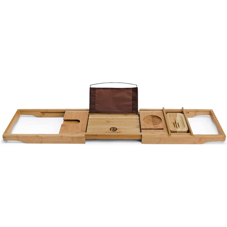 Premium Bamboo Bathtub Tray - 13Pc Bath Caddy Gift Set