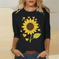 thumbnail image 2 of CYMMPU Tunic Tops 3/4 Sleeve Round Neck Spring Tops Loose Fit Blouses for Women Dressy Casual Fall Fashion Shirts Floral Printed Lightweight Basic T-Shirts Black XXL, 2 of 5