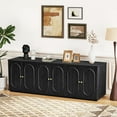 thumbnail image 3 of Wirrytor 6-Doors Farmhouse Sideboard with Adjustable Shelves ,Buffet Cabinet with Storage for Kitchen Dining Room,Wooden Fluted Cabinet, Under TV Cabinet with Storage Black, 3 of 6