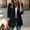 Black, variant on Women's Blazer Work Casual 3/4 Striped Patchwork Sleeve Blazer Jacket Lightweight Thin Slim Draped Suit Jackets White