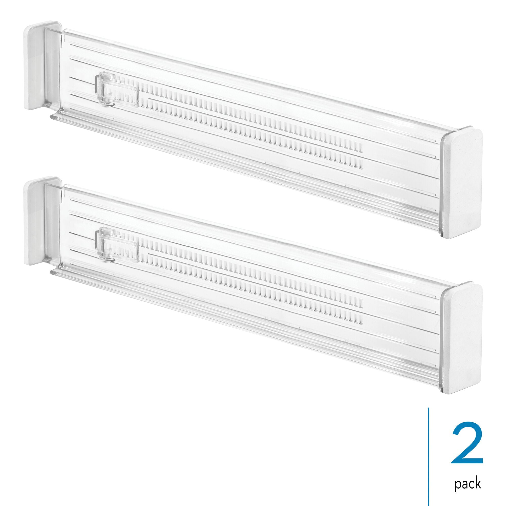 iDesign 2-Pack Plastic Adjustable Cabinet Drawer Dividers, 13.25" L X 2.5" W, Clear