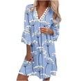 thumbnail image 2 of SMihono Robe d'Été pour Femmes Grande Taille Mode d'Été pour Femmes Manches Mi-Longues Imprimée Camisole à Col en V Bretelles Robe Chandail, 2 of 5