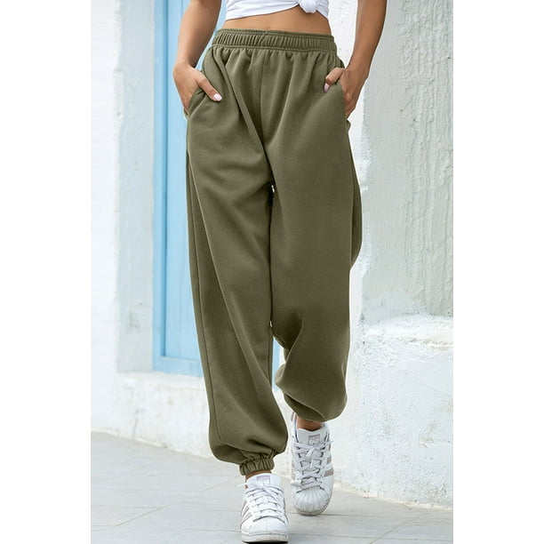 Women's Drawstring High-Waist Lounge Leggings - A New Day™ Heather Olive XL