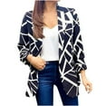 thumbnail image 1 of Women‘s Suit Open Front Cardigan Jacket Daily Commute Office Printed Blazers, 1 of 8