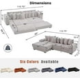 thumbnail image 3 of Sleeper Sofa Bed King, Corduroy Modular L Shaped Sofa, Oversized Reversible Chaise Lounge, Modern Sectional Couch with Ottoman, Cup Holder, Side Pocket, 8 Pillows, for Living Room, Light Gray, 3 of 9