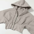 thumbnail image 6 of SGMVNU Women's Hoodies Casual Zip up Hoodies Cropped Cardigan Jacket Drawstring Hooded Sweatshirts Casual Long Sleeve Top Winter Clothes 2025(Khaki, Size M), 6 of 9