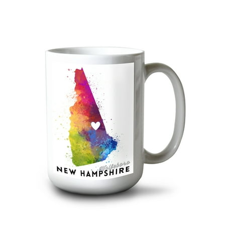 

15 fl oz Ceramic Mug Wolfeboro New Hampshire State Abstract Watercolor Dishwasher & Microwave Safe