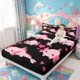 thumbnail image 2 of Manfei Pink-Blue Axolotl Fitted Sheet Full,Pastel Ocean Animal Bed Set,3 Pieces,1 Fitted Sheet and 2 Pillowcases, 2 of 5