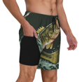 thumbnail image 2 of Honeii Largemouth Bass jumps out of water Print Men's Swim Shorts,Mens Swim Trunks,Breathable Mesh Beach Shorts for Swimming,Surfing, and Beach Activities-Small, 2 of 6