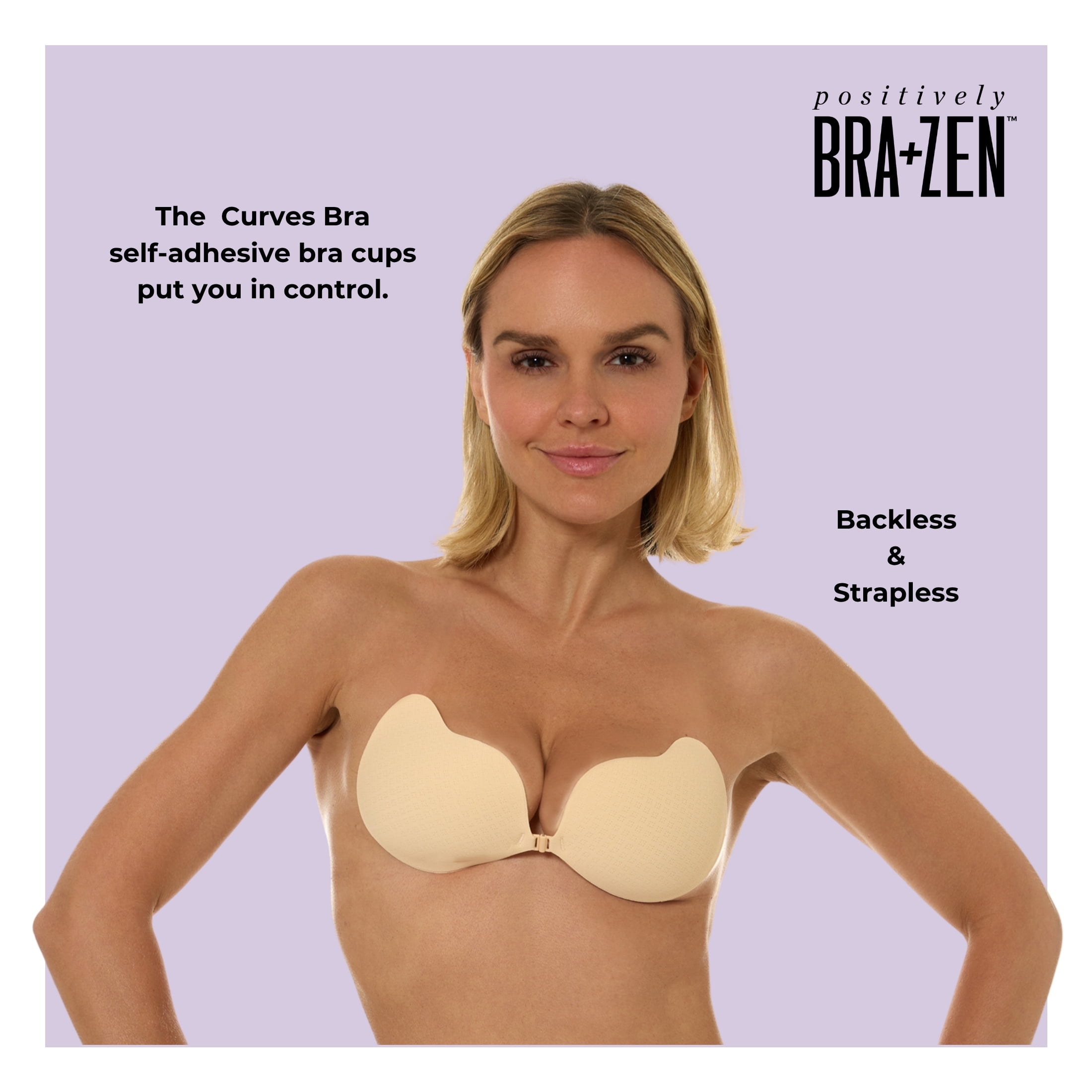 Positively BRA+ZEN Women's Push-Up Adhesive Strapless Backless Bra Size A-C