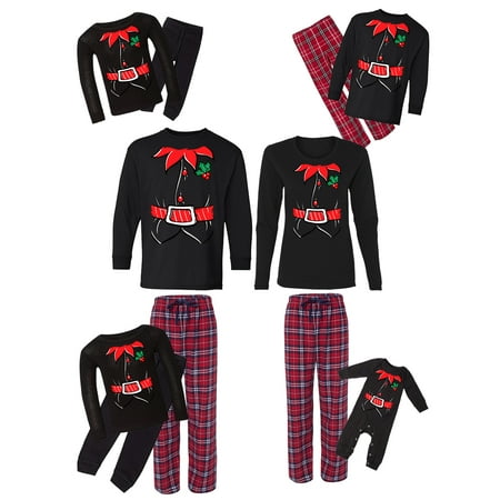 

Awkward Styles Family Christmas Pajamas Set Red Cute Elf Matching Sleepwear