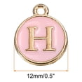 thumbnail image 2 of Alphabet H Letter Charm Double Sided Enamel Initial Alphabet Pendant Pink, for Jewelry Making, 50pcs, 2 of 7