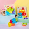 thumbnail image 3 of Rompecabezas de madera para niños pequeños, juguetes de regalo para niños y niñas de 1 2 3 años, juguetes educativos para bebés con 4 patrones de animales, formas de colores brillantes y vibrantes Zhivalor HMHZ532-1, 3 of 7