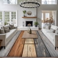 thumbnail image 3 of Rectangle Area Rugs 5 x 7 Ft, Farmhouse Haze Blue Brown Non-Slip Residential Carpet, Vintage Wooden Striped Indoor Crawling Mats Runner Rugs for Living Room/Dining Room/Bedroom, 3 of 8