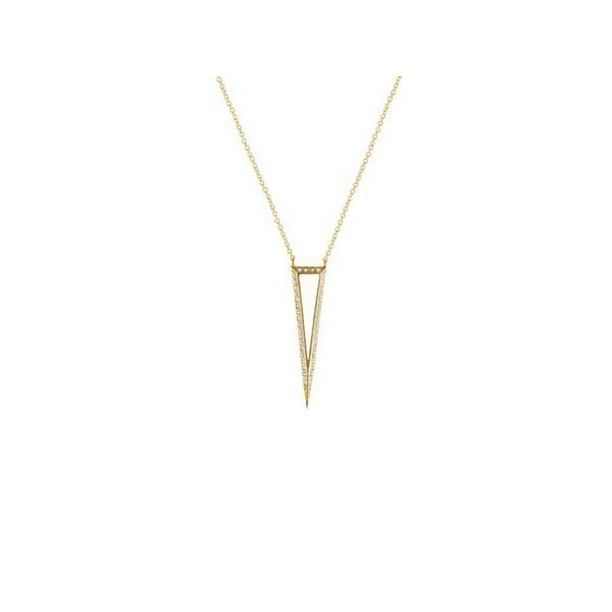 The Gem Collection In Plus 2 In Silver Gold Plated 3d Open Triangle 40 Mm Pave Cubic Zirconia Edges Necklace Walmart Com Walmart Com