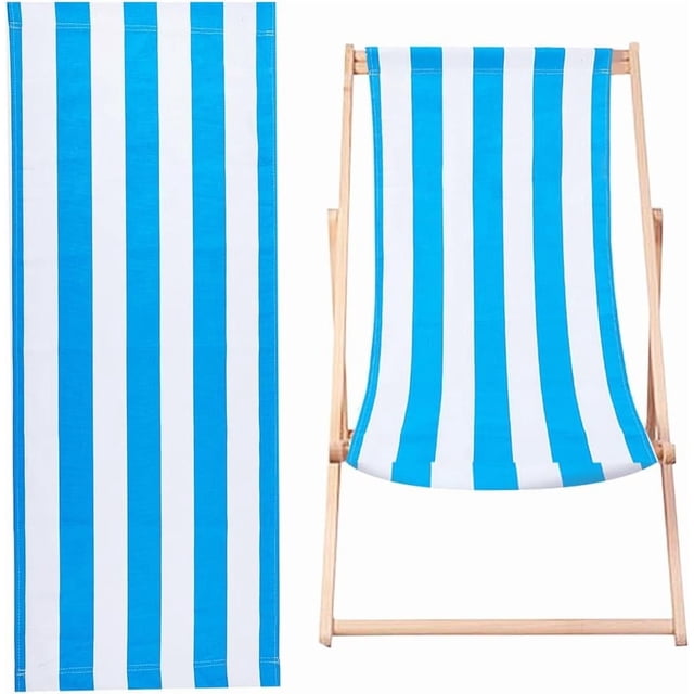 Repuesto de lona para silla de playa de 44,49 x 17 pulgadas, 1,5 mm de grosor, con rayas azules y blancas, para patio, plegable, reclinable