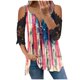 thumbnail image 1 of Moda Mujer Causal Cremallera Cuello Día de la independencia Blusa con estampado de encaje Camiseta de manga corta Tops de verano Fridja hjk279, 1 of 3
