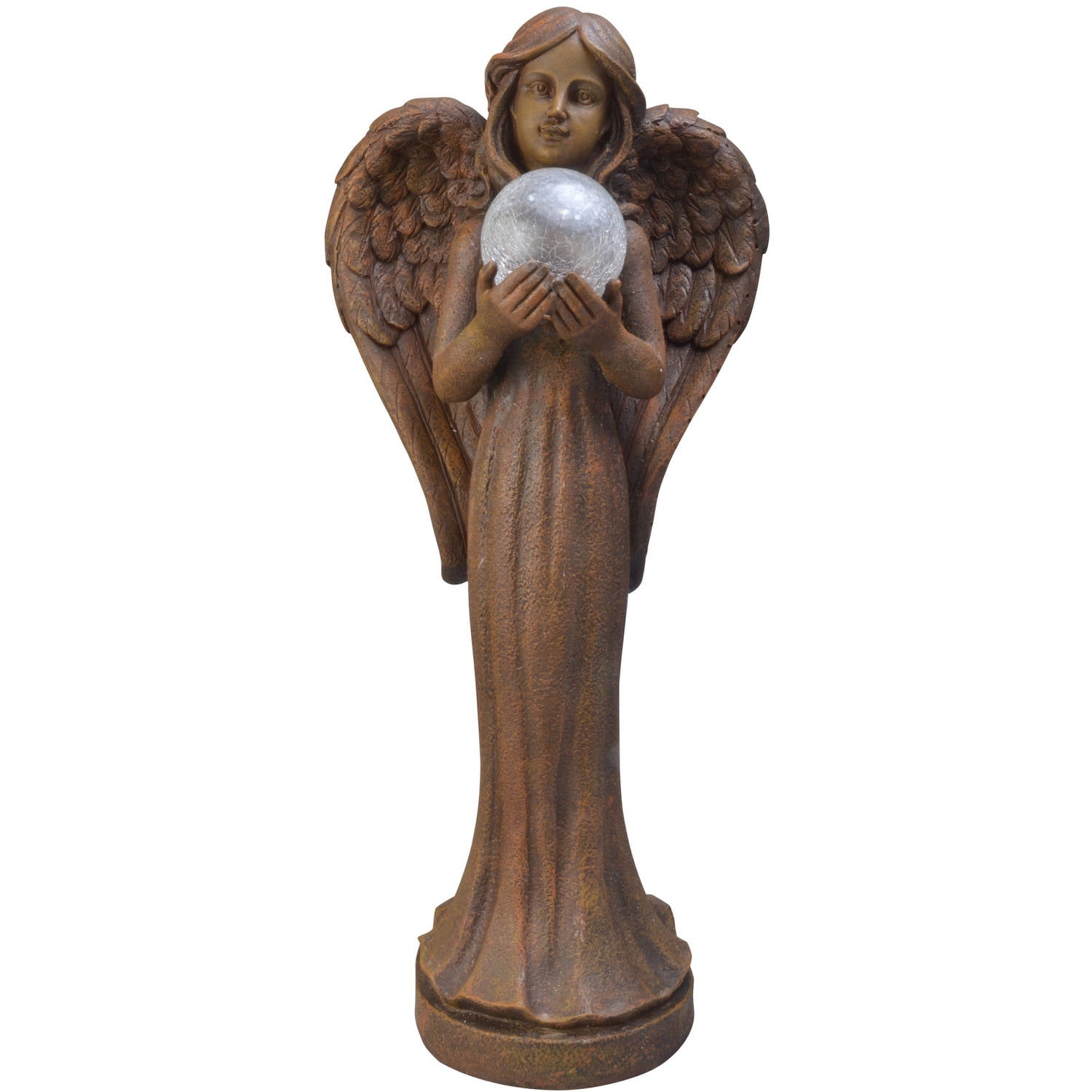 Moonrays Solar Powered LED Angel Statue with Crackle Globe Walmart