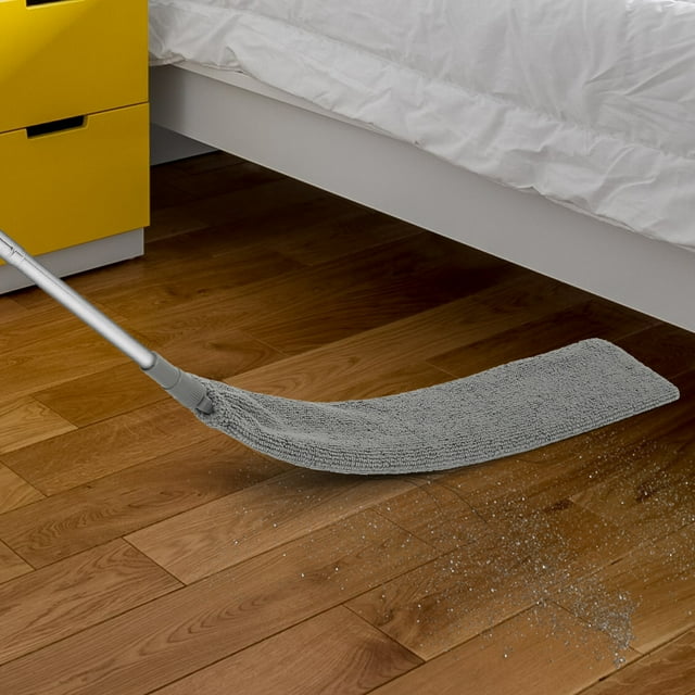 Limpiador de polvo para huecos, cepillo retráctil de microfibra para polvo, plumero flexible largo y plano con barra extensible y cubierta de tela para sofá cama, muebles, ventilador de techo inferior
